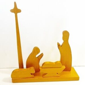 Hand Carved Wooden Nativity Set Simple Children Sunday School Christmas Kids